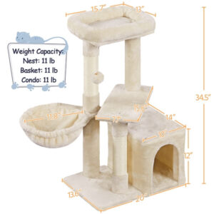 Yaheetech 34.5″ Height Cat Tree with Condo