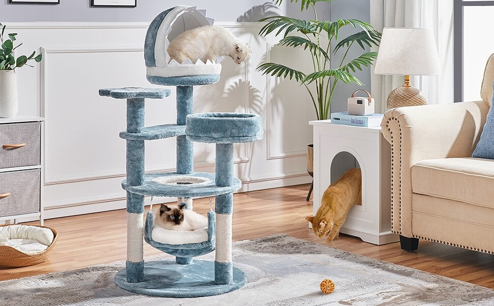 yaheetech multi level 63 in plush cat tree